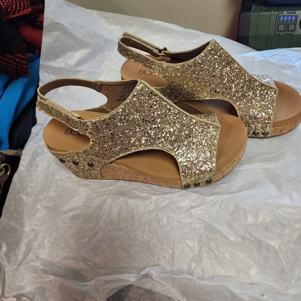 Corkys Gold Glitter Wedge Sandals